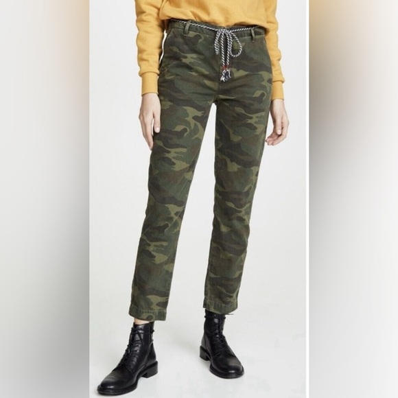 NWT Sundry Women’s Camo Cotton Pants Size 24 Drawstring Waist Tapered Leg - Picture 1 of 12